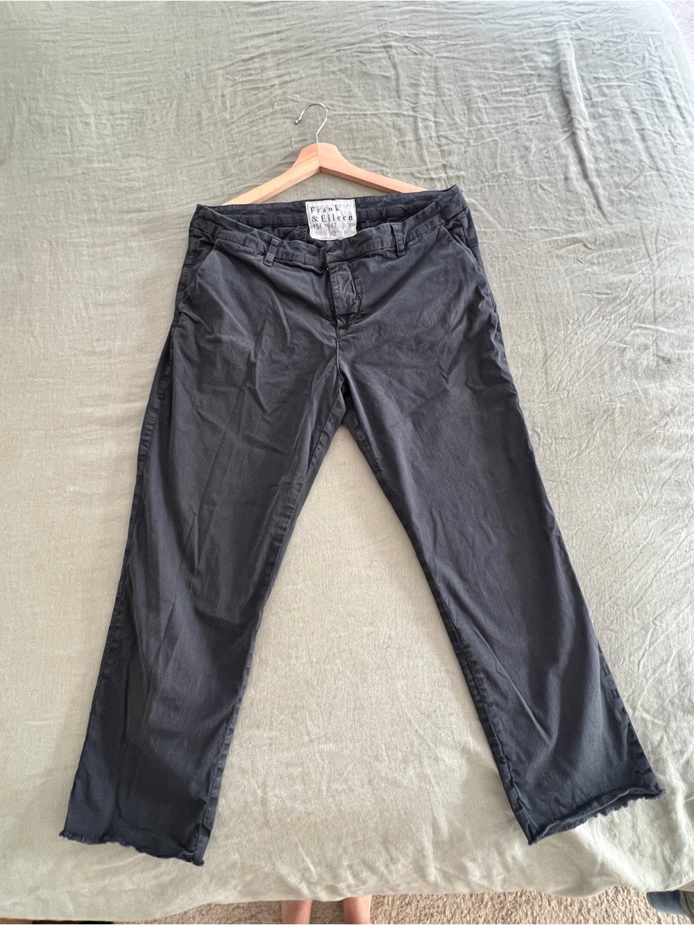 Frank & Eileen Navy Cropped Trouser, raw hem - size 12